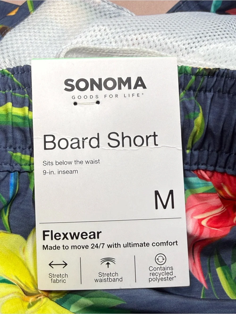 Sonoma Men's Board Short Hawaiian Floral  Swim Trunks Bathing Suit Size M NWT
